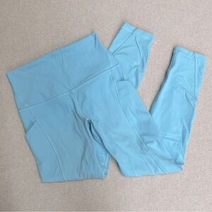 Light Sky Blue Lululemon Full Length Running Workout Leggings Tights 4 Yoga
